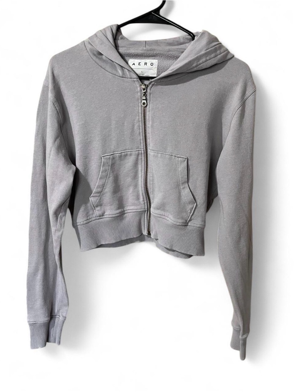 Aeropostale Gray Cropped Zip Hoodie Jacket